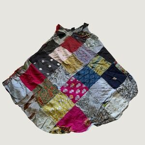 Advance Patchwork Tank Top OS Boho Hippie Sleeveless Longline Multi Color Cotton